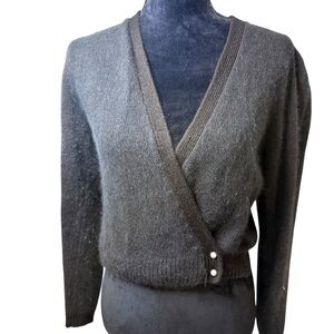FaBE | Vintage | NWOT | Black Wrap Cardigan | Silk/Angora Rabbit Hair/Lambswool